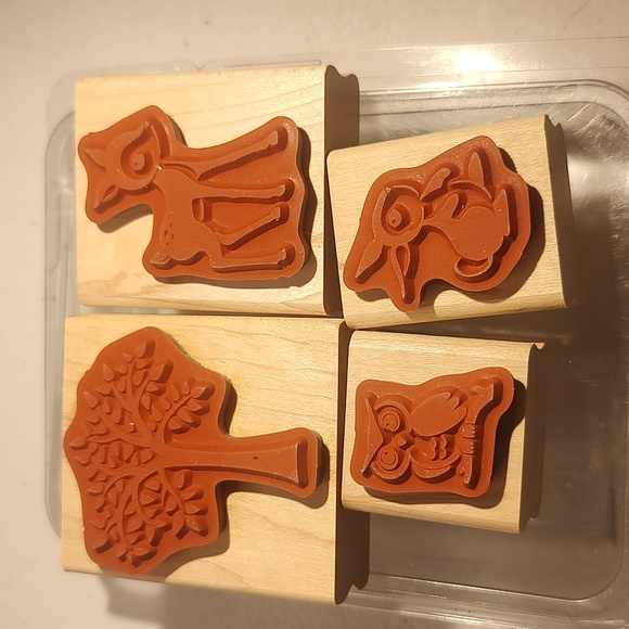 Stampin' Up! Forest Friends: Fawn Owl Bunny Rabbit Tree 4 Stamp Set Wood Mounted - Picture 3 of 3